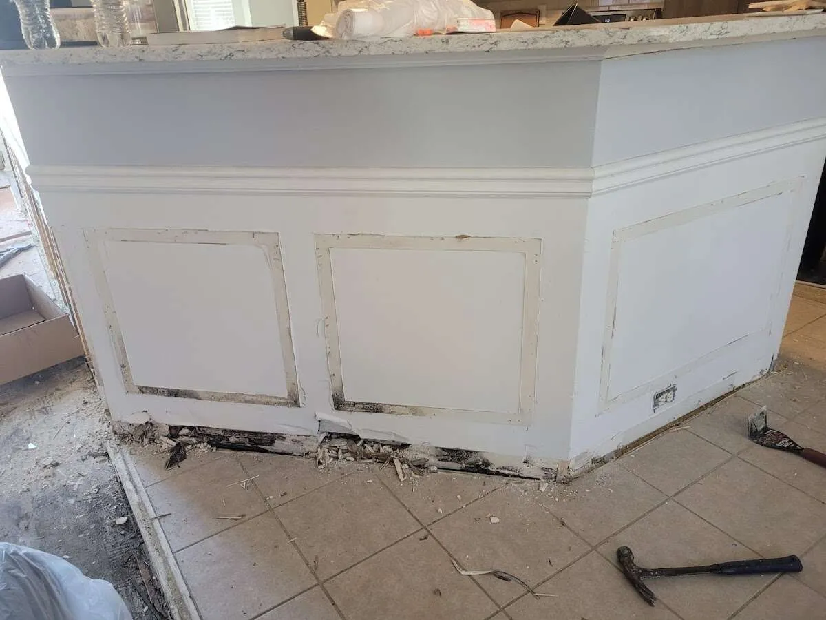 Water damage and mold on kitchen during Storm Damage Restoration in Southwest Ranches